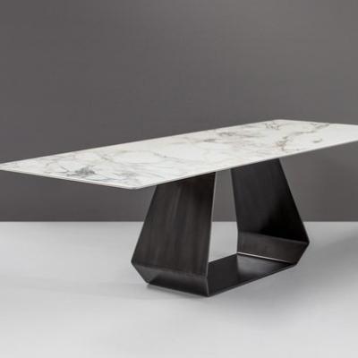 China Modern Rectangular Single Dining Table Apartment Dining Room Marble Top Table for sale