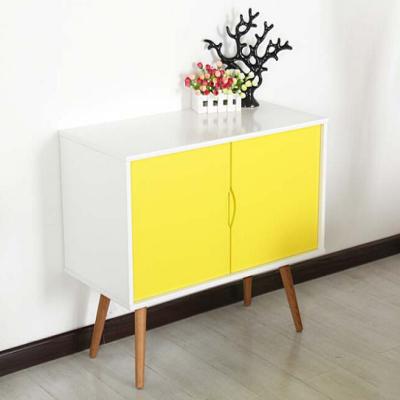 China Multi-scene Use Living Room Tv Stand White And Yellow Furniture Wooden Tv Cabinet Rack for sale