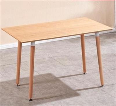 China Adjustable Modern Nordic Rectangular Minimalist Dining Table (Other) Color MDF Wooden Top Table With Wooden Legs for sale