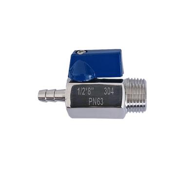 China General 8mm 10mm 12mm Male Thread Pipe Nipple Connected Polished Stainless Steel Mini Ball Valve for sale