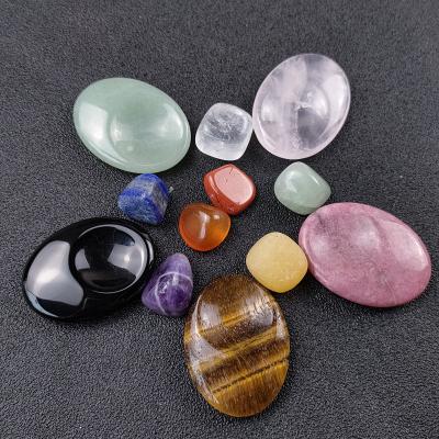 China Natural Pleochroic / Pleochroism Stone Seven Chakra Energy Quartz Gemstone Ornament Thumb Scrapping Plate Crystal Healing Stone Gem Ornament Set for sale