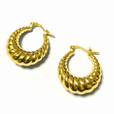 China FASHIONABLE 18K Gold Plated Crescent Earring Twisted Circle Earrings For Women Chunky Jewelry Gift for sale