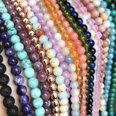 China Minimalist Natural Stone Beads 6 8 10mm Round Lava Moonstone Agate Turquoise Crystals Beads For Jewelry Making Diy Bracelets for sale