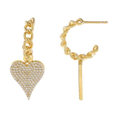 China TRENDY 18k Gold Pave Zircon Heart Huggie Hoop Earrings Hip Hop Street Pop Dangle Earrings Ear Jewelry For Women for sale