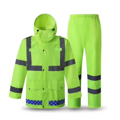 China Rain Coat Adults Working Clothes Waterproof Raincoat Rainwear Reflective Waterproof Windproof Rain Wear Coat Suit With Pants for sale