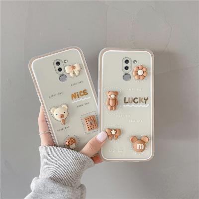 China Shockproof For Huawei Glory Series Mobile Phone Case Silicone Cover 3D Cartoon Bear Case Three-dimensional Cute Soft Back Wholesale for sale