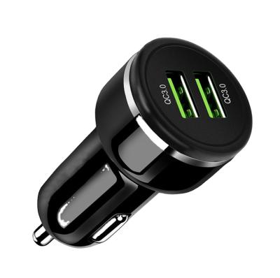 China Wholesale Mobile Phone USB 2.0 In-Car Chargers Universal Smart 12-24V Car Charging Green LED Display For iPhone 13 Fast Car Charger for sale