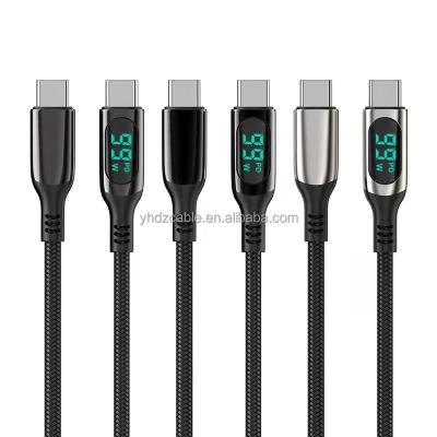 China 100W Mobile Phone E-Brand Type C to Type-C LCD Power Display PD 5A Super Fast Charging Cable For Apple Macbook Tablet Synch Charging Cable for sale