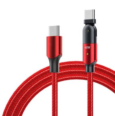 China New Design 60W Smart Mobile Phone 2021 USB-C Cable Fast Line 180 Degree Rotation PD Type-C Fast Charging Type-C for sale