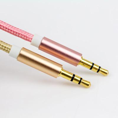 China MP3/MP4 Player 1m Jack Aux Nylon Cable 3.5 mm to 3.5mm Audio Cable Male to Aux Cord. Male Kabel Gold Plug Car for sale