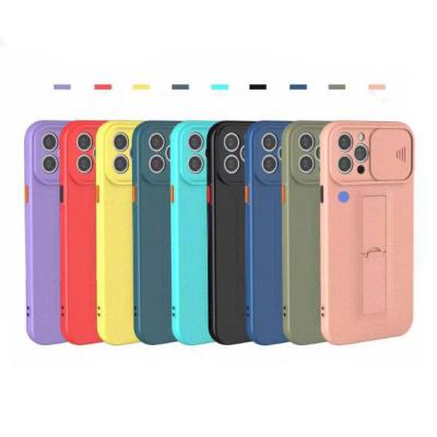 China Hidding Kickstand 2021New Soft Push Window TPU Mobile Phone Case For Pro 12 MI iPhone 11 12 Protective Camera Phone Case for sale