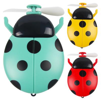 China 2020 New Product Ladybug Mini Fan Safety Portable Handheld Rechargeable Car Electric Fan With LED Makeup Mirror for sale