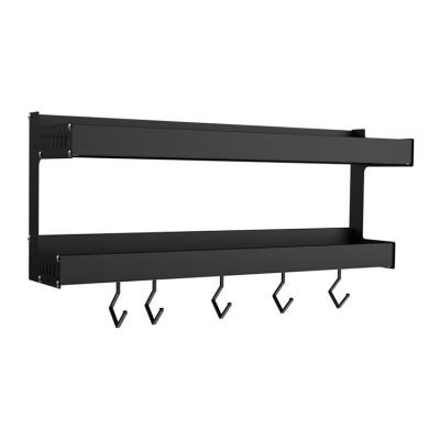 China Sustainable KAWAKI Spice Bottle Rack Shelf Kitchen Rack 2 Tiers Black Wall Mounted Storage Racks for sale