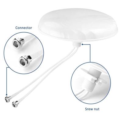 China White Communication Antenna Ceiling 2x 5G MiMo Antenna Compatible With 4G 3G GSM With N Extension Cable CPE Router for sale