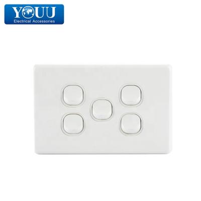 China Cool PC And You Copper Australia Standard Hot Selling Switch 5 Gang Electrical Wall Switch for sale