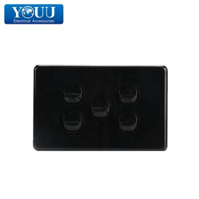 China Cool PC And You Copper Wall Switch Black SAA Certification Australia Standard 5 Strip 250V U1505B for sale