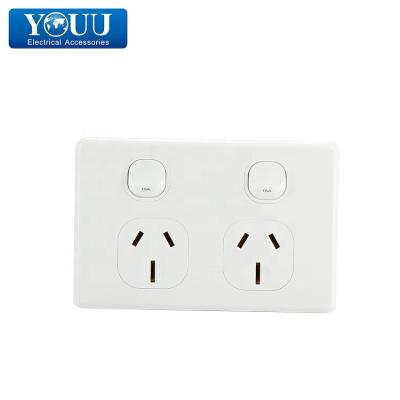 China Cool PC And You Copper SAA Certification Dual Power Point 15A 250VAC Clipsal Electrical Wall Switch for sale