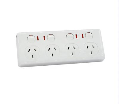 China Cool PC and You Copper 2020 New Design Australian GPO4 Wall Socket White Double Pole Plug Set with Neon for sale