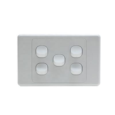 China Stylish Design YOU 10A 250VAC Long Lifetime SAA Certification Australian Standard 5 Strip Wall Switch for sale