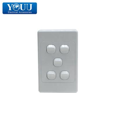 China Stylish Design YOU Wenzhou SAA Certification Latest Products In The Market Australian Approved Electrical 5 Gang Wall Switch for sale