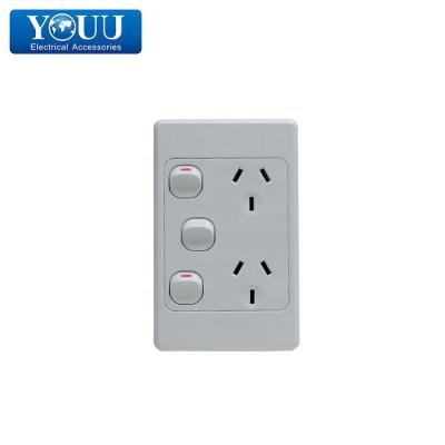 China Stylish Design YOU Australian SAA Approval Dual Power Point Power Point Wall Switch for sale