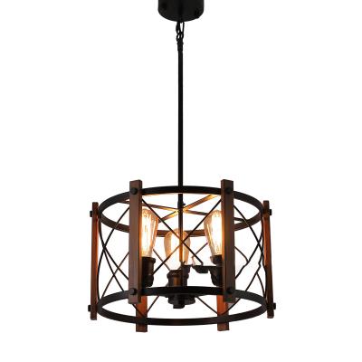 China Vintage Rustic Flush Mount Chandelier Retro Farmhouse 3-Lights Industrial Pendant Light, Faux Oil Black for sale