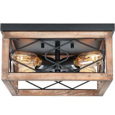 China Farmhouse Installation Wood Embedded Ceiling Lamp For Farmhouse, Black 4-Lamp Ceiling Lamp, Suitable For Kitchen for sale