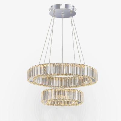 China Creative Crystal Living Room Compound Lamp Circular LED Pendant Lamp Dining Style Pendant Lamp Three Head European Simple Modern Romantic Building for sale