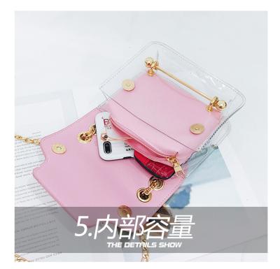 China Transparent Splicing Chain Women's Bag One Shoulder Bag Fashion PU Handbag for sale