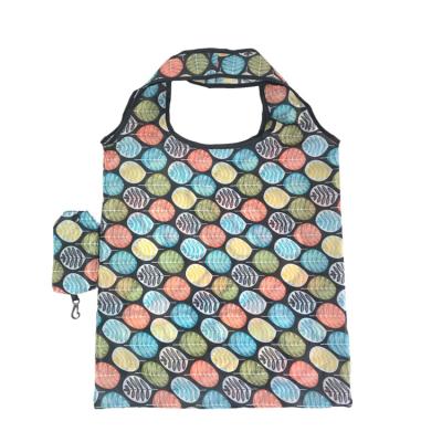 China Large Reusable Printed Eco - Friendly Polyester Foldable Shopping Bag With Hook for sale