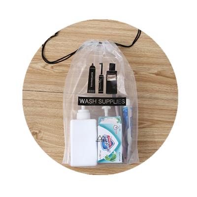 China Eco-friendly Waterproof Transparent Wash Bag Storage Travel PVC Drawstring Bag Plastic Plastic Clear Cosmetic Bag for sale