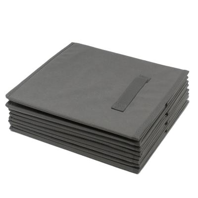 China Viable gray fabric cube folding canvas storage box with lid for sale