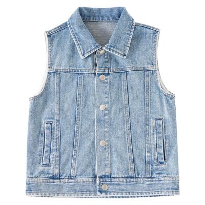 China Spring And Autumn Girls Fashion Denim Vest Jacket Solid Color Waterproof Service Wild Children Invest for sale