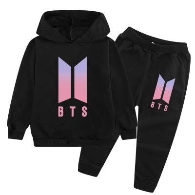 China Vintage Fall BTS Hoodies for Girls 3-15 Year Old Boys and Girls Custom Hoodie and Jogging Pants Two Piece Set for sale