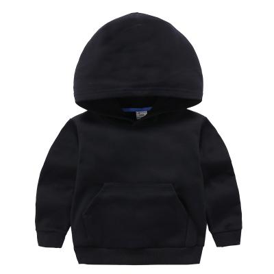 China Anti-shrink children fall clothing 2021 new tops for boys and girls solid color hooded tops with pockets for sale