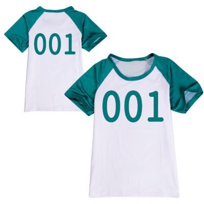 China Korean drama squid tablet game the same T-shirt 001 3-15 years old boy and girl's loose and comfortable T-shirt for sale