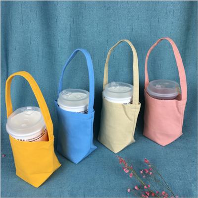 China Reusable Eco-friendly Cotton Fabric Sleeve Cup Sleeve Drink Cup Holder Reusable Coffee Cup Holder With Handle for sale