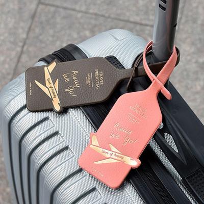 China Portable Wholesale Monogram Leather Baggage Luggage Tag Airport Tags Cute Travel Suitcase Baggage Tags for sale