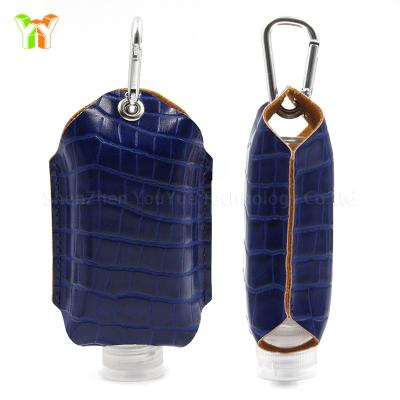 China Europe PU Leather 60ml Key Chain Hand Sanitizer Holder Bottle Plastic Hand Sanitizer Holder For Travel for sale