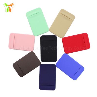 China Wholesale Leather Adhesive RFID Card Holder Lycra Phone Card Holder Sticker Phone Card Holder Wallet for sale