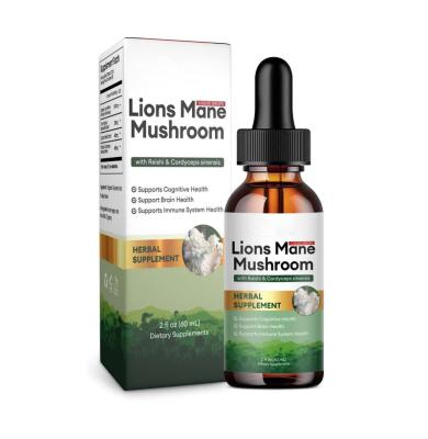 China Detoxification Private Label Vegan Mushroom Brain Support Supplement Extract Drops Liquid Vitamins Lion's Mane Mushroom Drops for sale