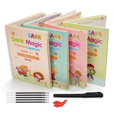 China 4pcs/set Reusable Study Writing Calligraphy Book Dipped Magic Practice Notebook for Children Kid Book Printing for sale