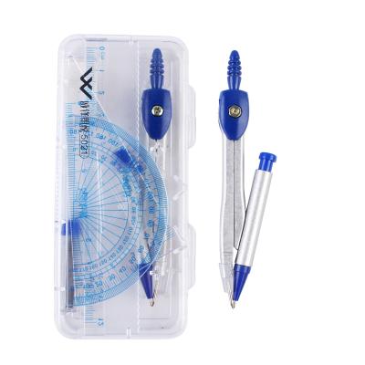 China School Academic Supplies Stationery Set Geometry Math Kit Set 7 Pieces Unbreakable Drawing Compass Protractor Ruler Box Set For Student for sale