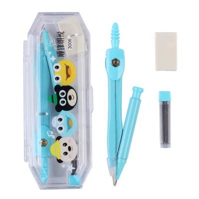 China School Children Kids Cartoon Compasses Set 3 Pcs Cartoon Pencil Eraser Advance Students Stationery Drawing Tools School Supplies for sale