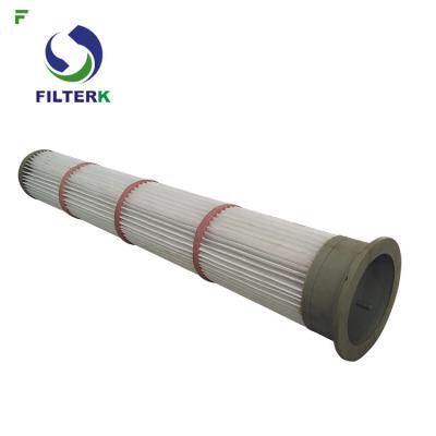 China Rubber Cap Pleated Filter Bags High Efficiency 153 * 2000mm Diameter For Cement for sale