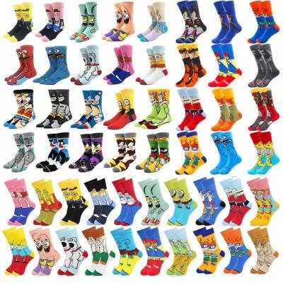 China Crazy Logo Design Movie Whale Socks Manufacturer Women Men Cotton Funny Happy Cartoon Socks Custom Sporty Anime Superhero Socks for sale