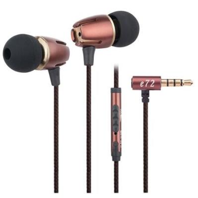 China metal earphone E72, plastic earphone, line-control headset portable earphone, earbud for mobile phone for sale