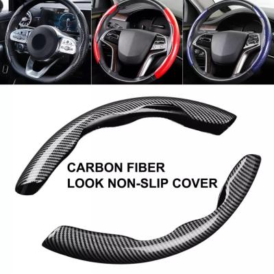 China Black Carbon Fiber Silicone Steering Wheel Steering Wheel Cover 2 Halves 15inch Hubcap 38cm New Sports Car Cover Non-slip Accessories for sale