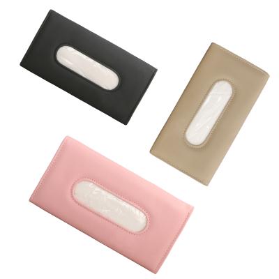 China Simple Color No Pattern Car Sun Visor Tissue Bag Sunshade Leather Towel Sets Car Tissue Box Tissue Holder Cover Parts Interior Accessories for sale