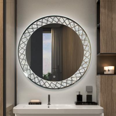 China Smart Magnifying Luxury Touch Screen Led Light Bathroom Basin Mirror Round Led Bathroom Mirror With Anti - Fog for sale